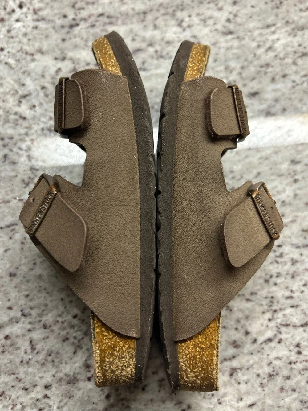 Birkenstock Arizona Brown Slide Sandals w/Bronze Buckles - childs 11(29)